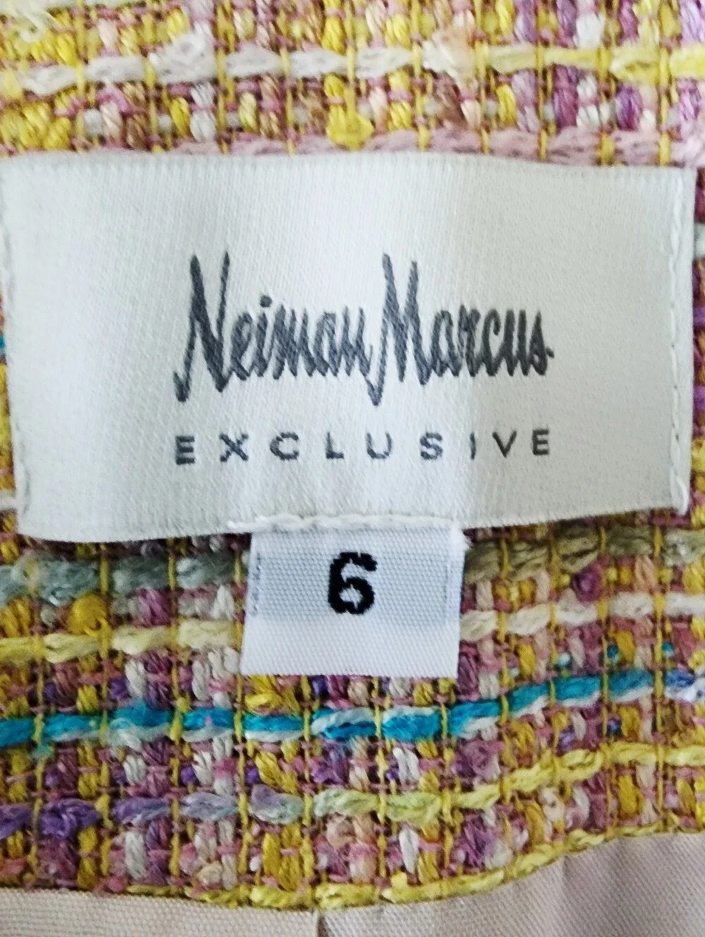 Vintage Neiman Marcus | Pastel Silk Blend Tweed Fringed Cropped Jacket | Size 6